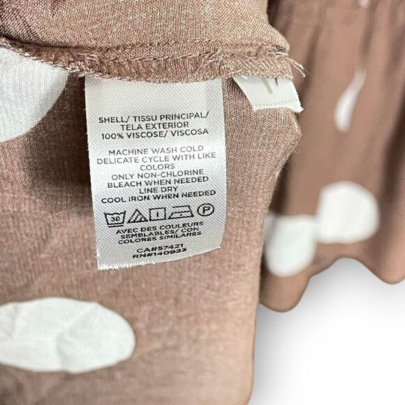 Loft Polka Dot Tie Back Swing Dress Brown White Desert Taupe Women’s Size Large - Picture 10 of 12